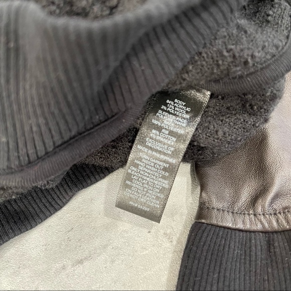 Faux Leather Shearling Varsity Jacket - Picture 7 of 7